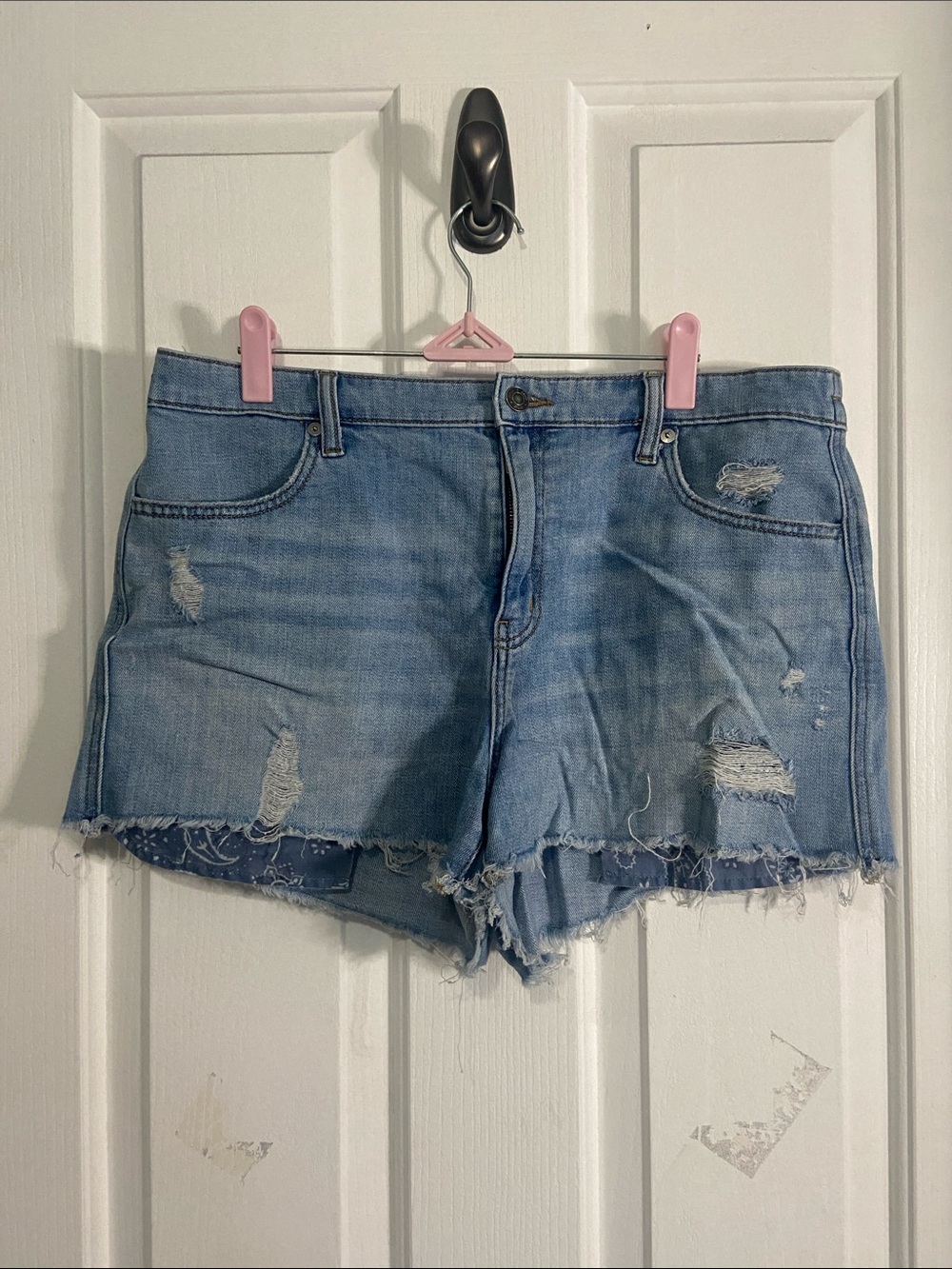 aerie Light Blue Distressed Denim Jean Shorts